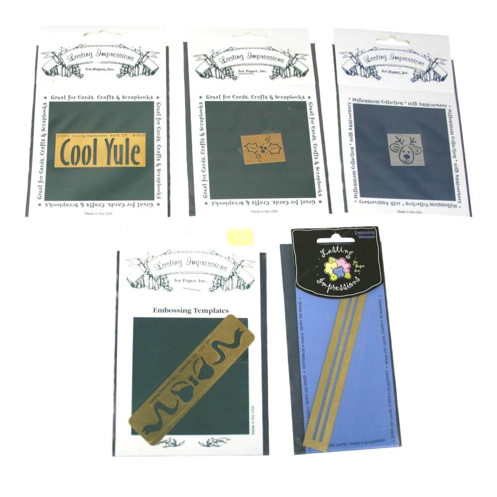 Set Of 5 Lasting Impressions Embossing Templates For Cards Crafts & Scrapbooks
